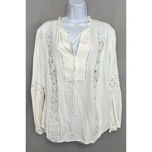 Marc New York by Andrew‎ Marc Rayon Lace Pull On Blouse Sz 1X  White Womens
